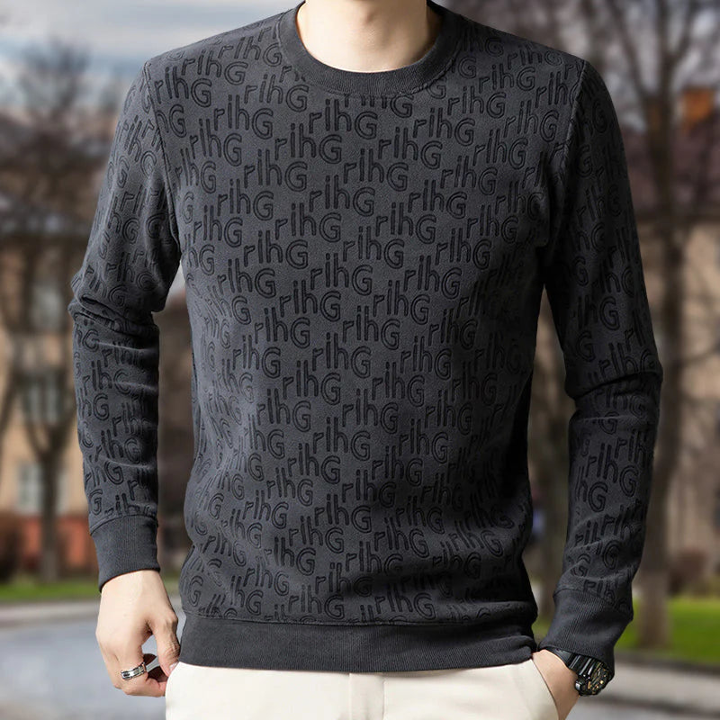 Men's Thickened Round Neck Fashion Jacquard Sweater