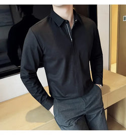 NEW Men's casual zipper long sleeve shirt